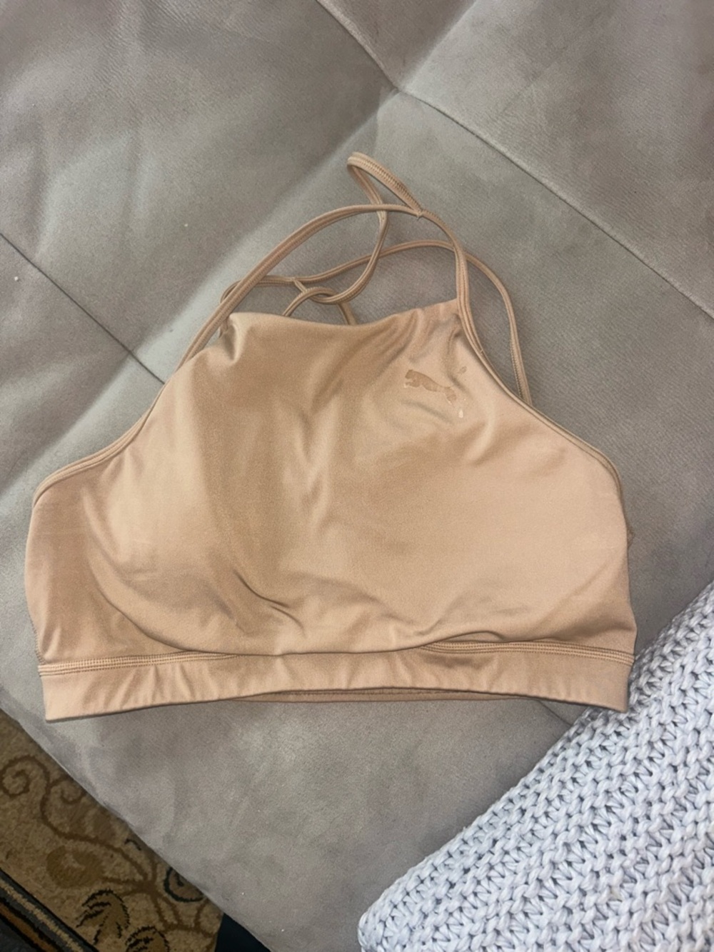 Puma Tan Strappy High Neck Sports Bra